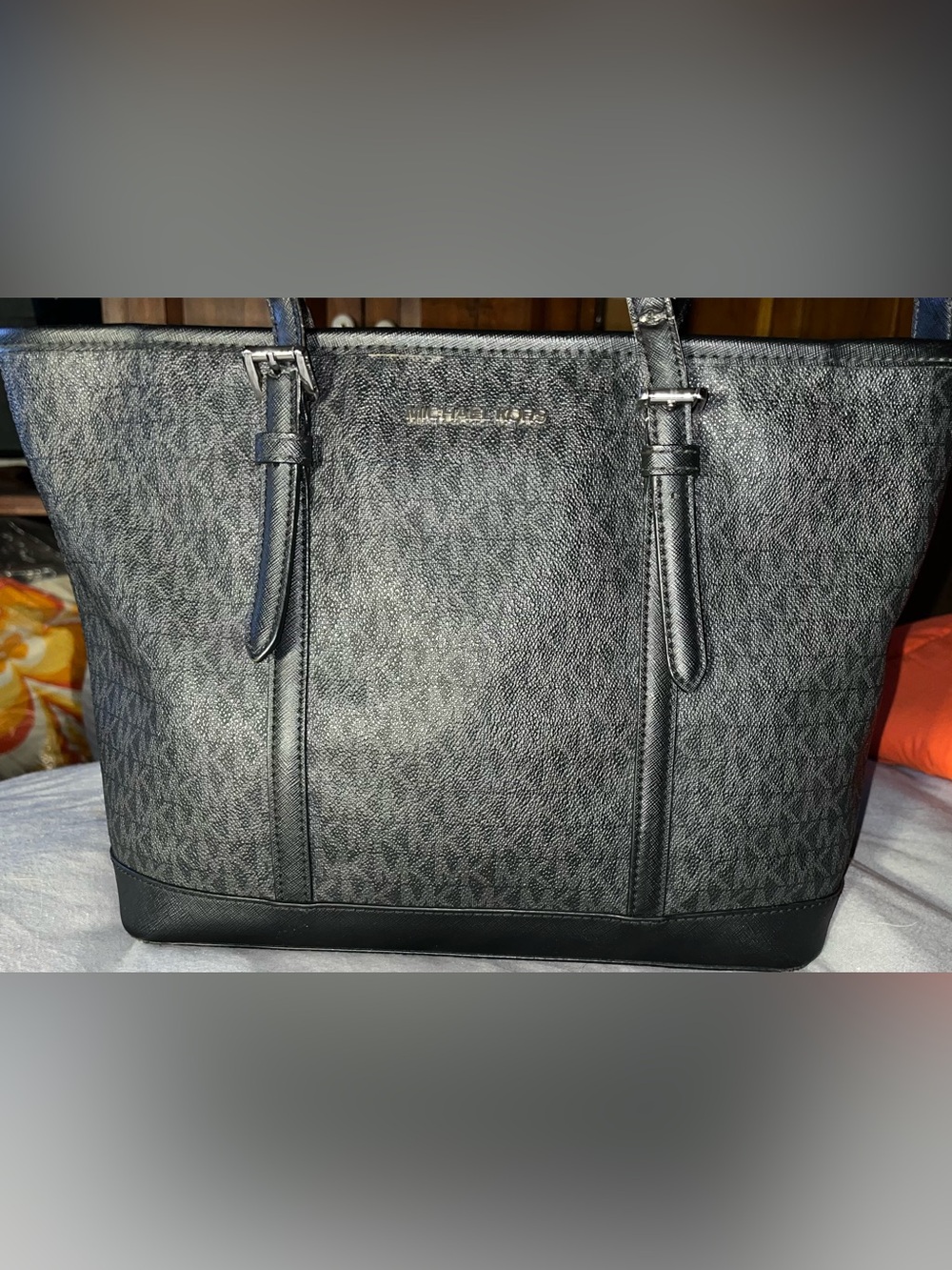 Michael Kors Gray/Black MK Logo Tote